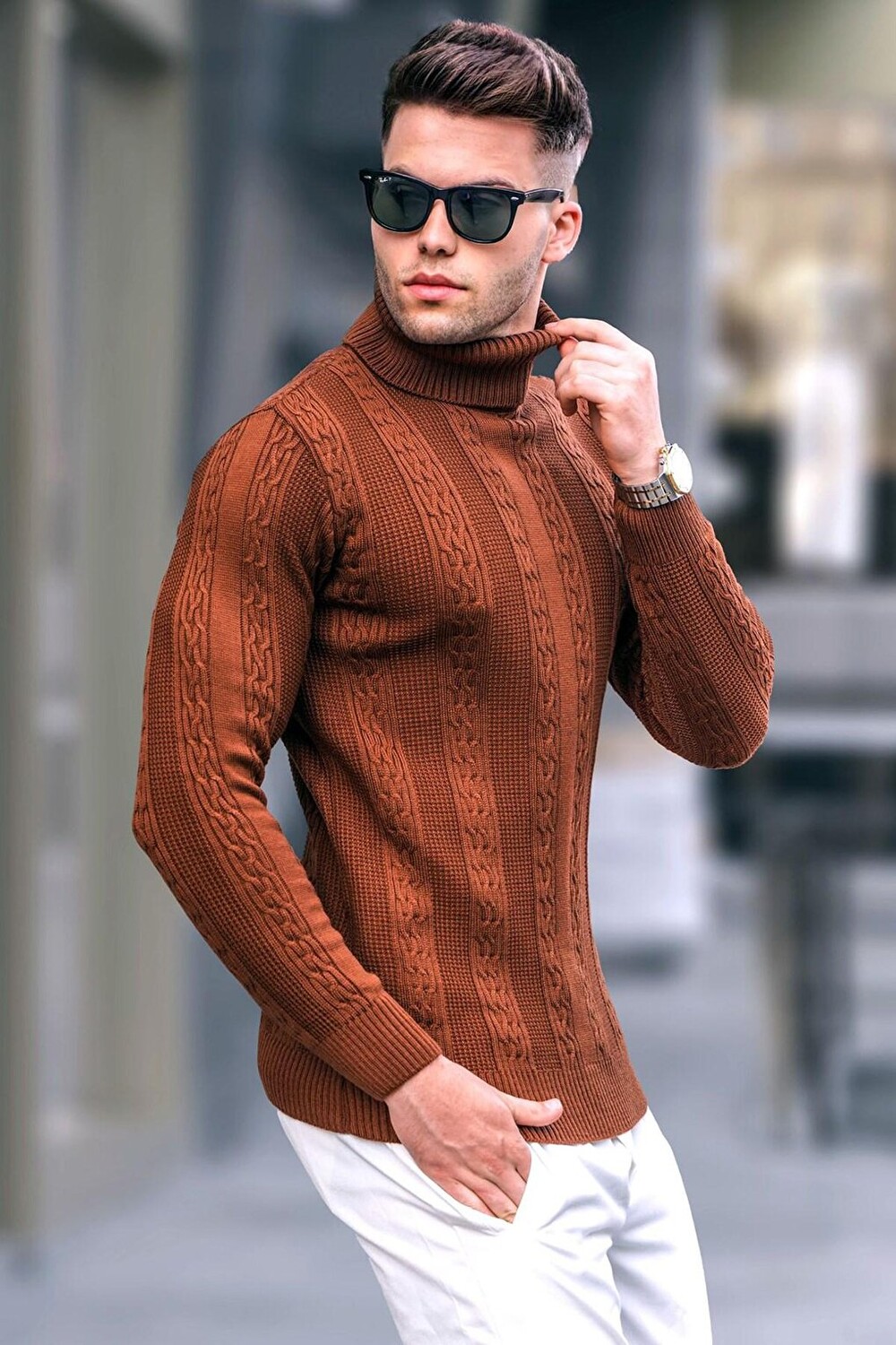 

Трикотажный свитер Camel Patterned Turtleneck 5769 MADMEXT