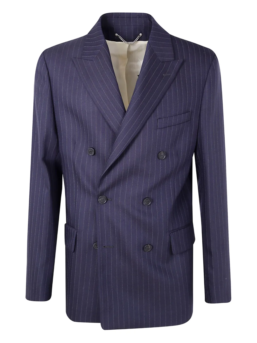 

Двубортный пиджак в полоску GOLDEN GOOSE, синий