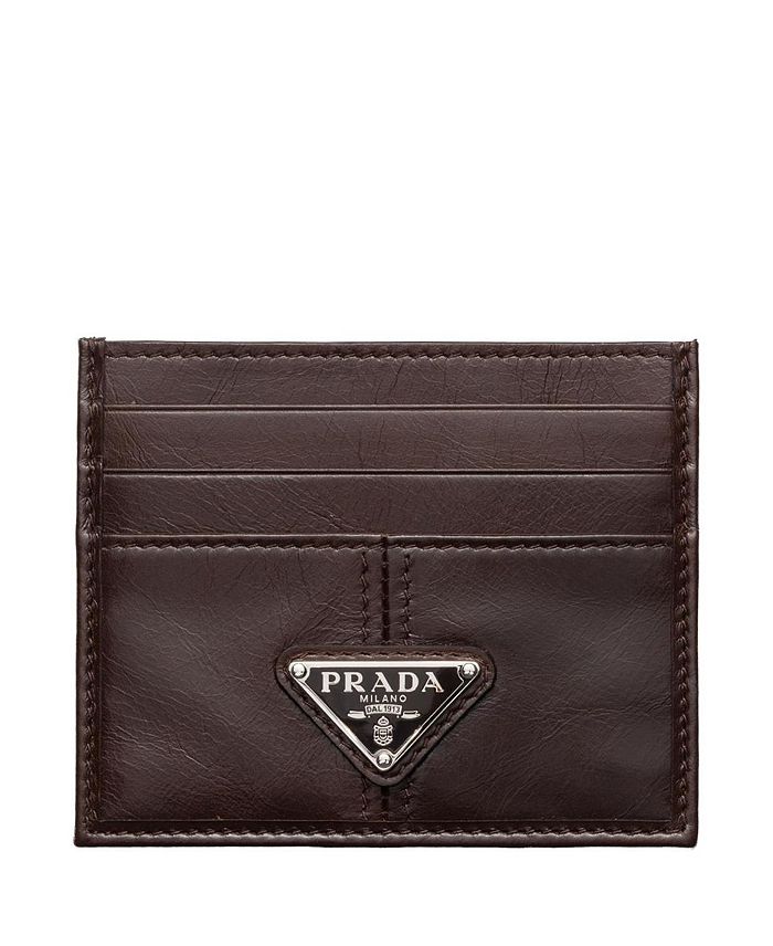 

Кожаный картхолдер Prada, коричневый
