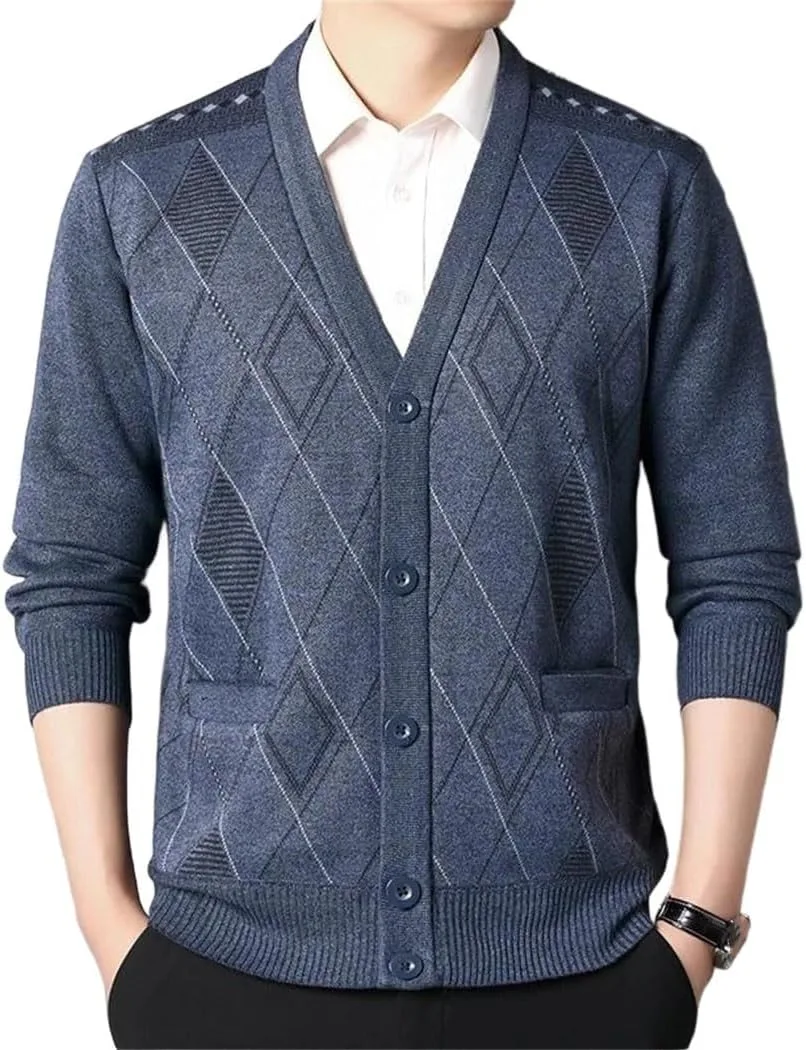 

Мужской кардиган V-образного выреза на пуговицах