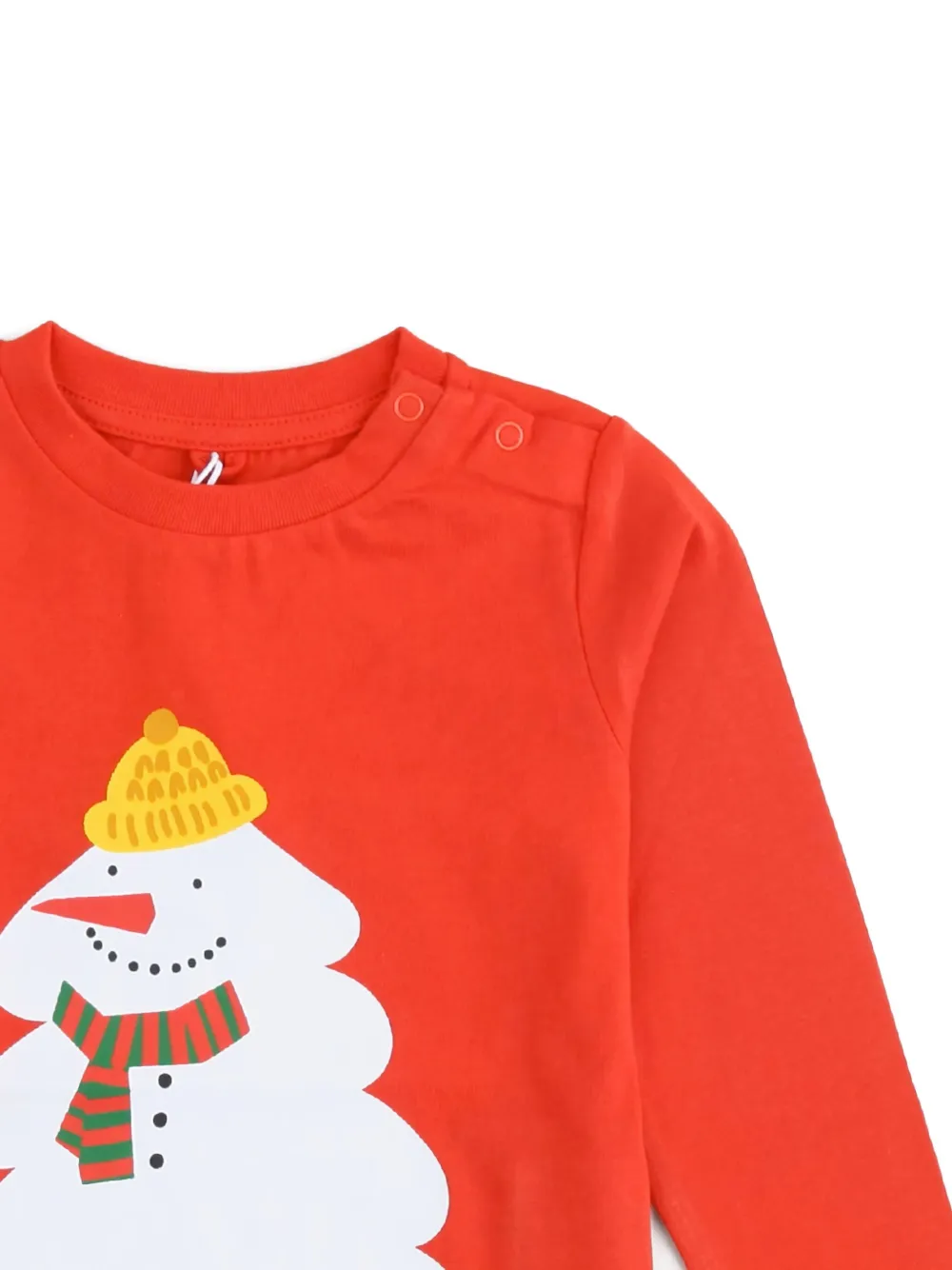 Футболка с длинными рукавами и принтом снеговика Stella Mccartney Kids, красный — фото 3