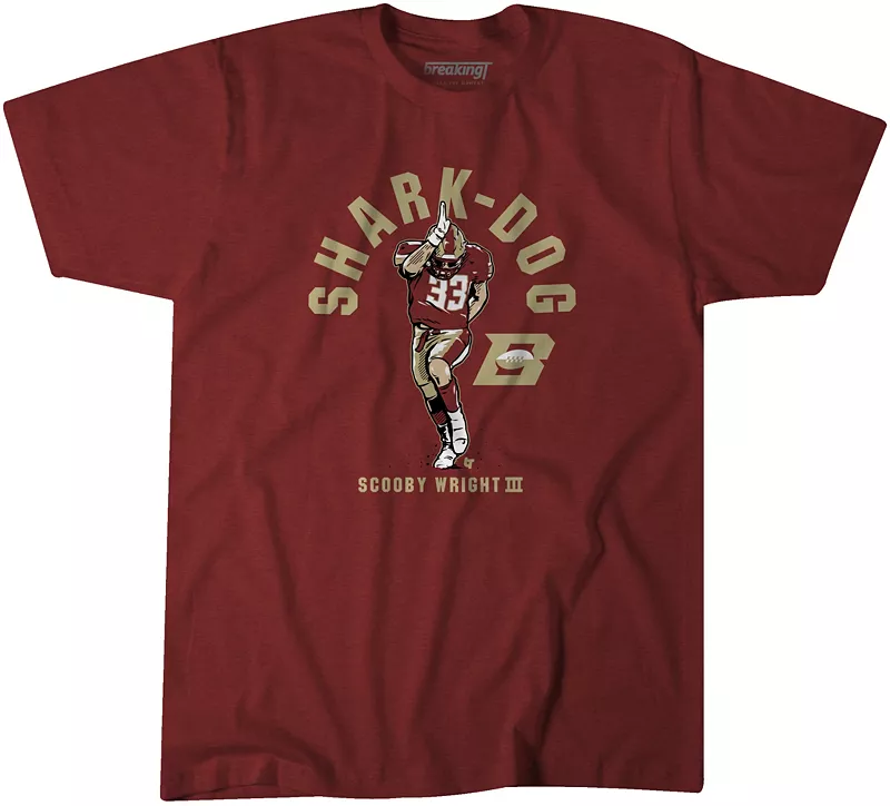 

Мужская красная футболка BreakingT USFL Birmingham Stallions Shark Dog