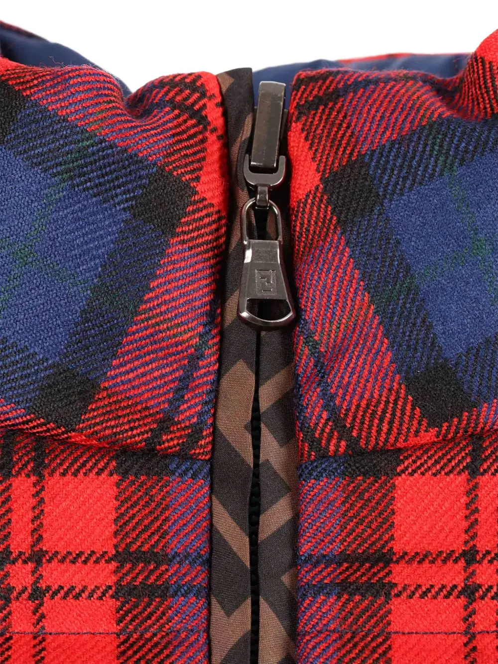 Двусторонняя стеганая куртка в тартан-клетку Fendi Kids, синий — фото 4
