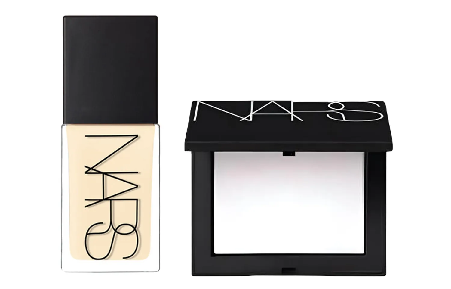 NARS Набор топовой тональной основы из двух предметов: легко растушевывается, стойкая, маскирующая, фиксирующая, 10 г + 30 мл, подарок на день рождения, Two-Piece Set: Radiant Skin Liquid Foundation L0 30ml+Classic Big White Powder Compact 10g