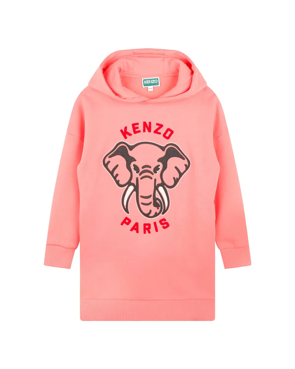 

Платье для девочки с хлопковым капюшоном Kenzo Kids, розовый