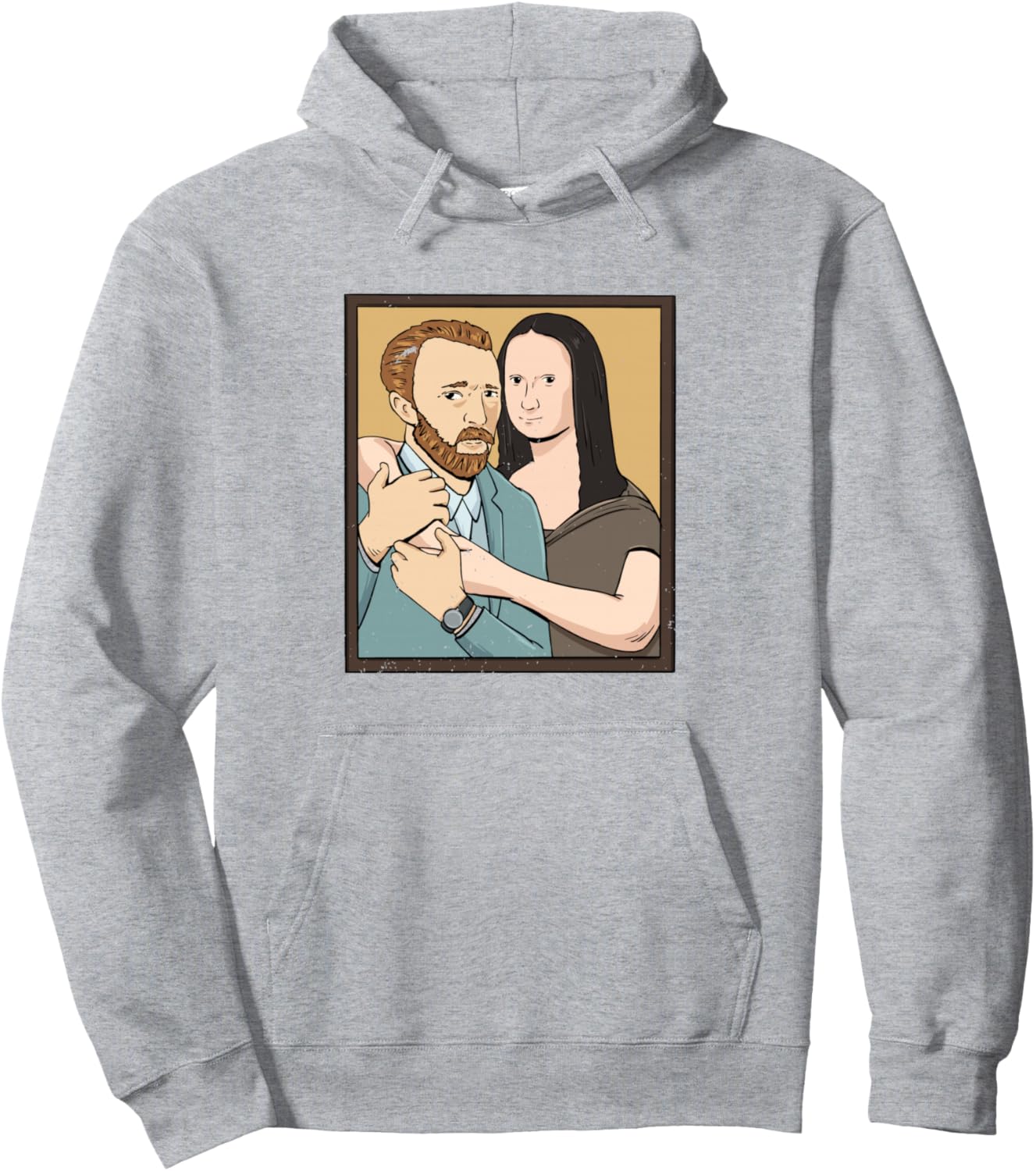 

Худи с парным дизайном Моны Лизы и Винсента ван Гога Van Gogh Mona Lisa Design, серый