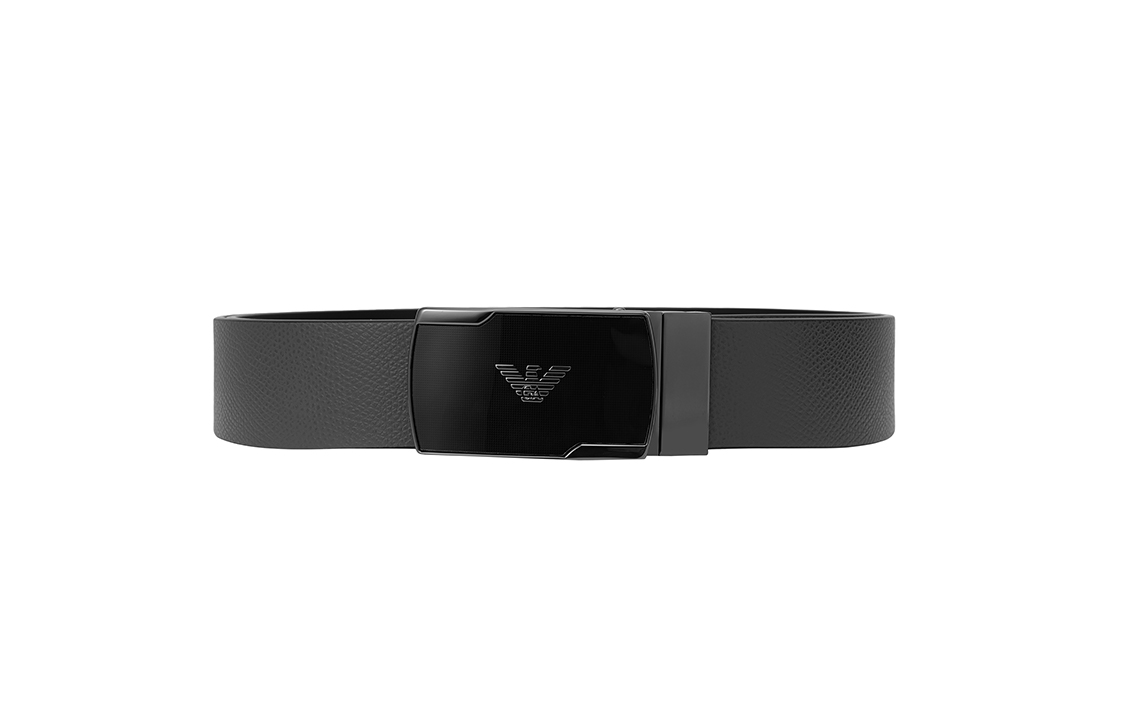 

EMPORIO ARMANI Кожаный ремень с гладкой пряжкой, Black Gray