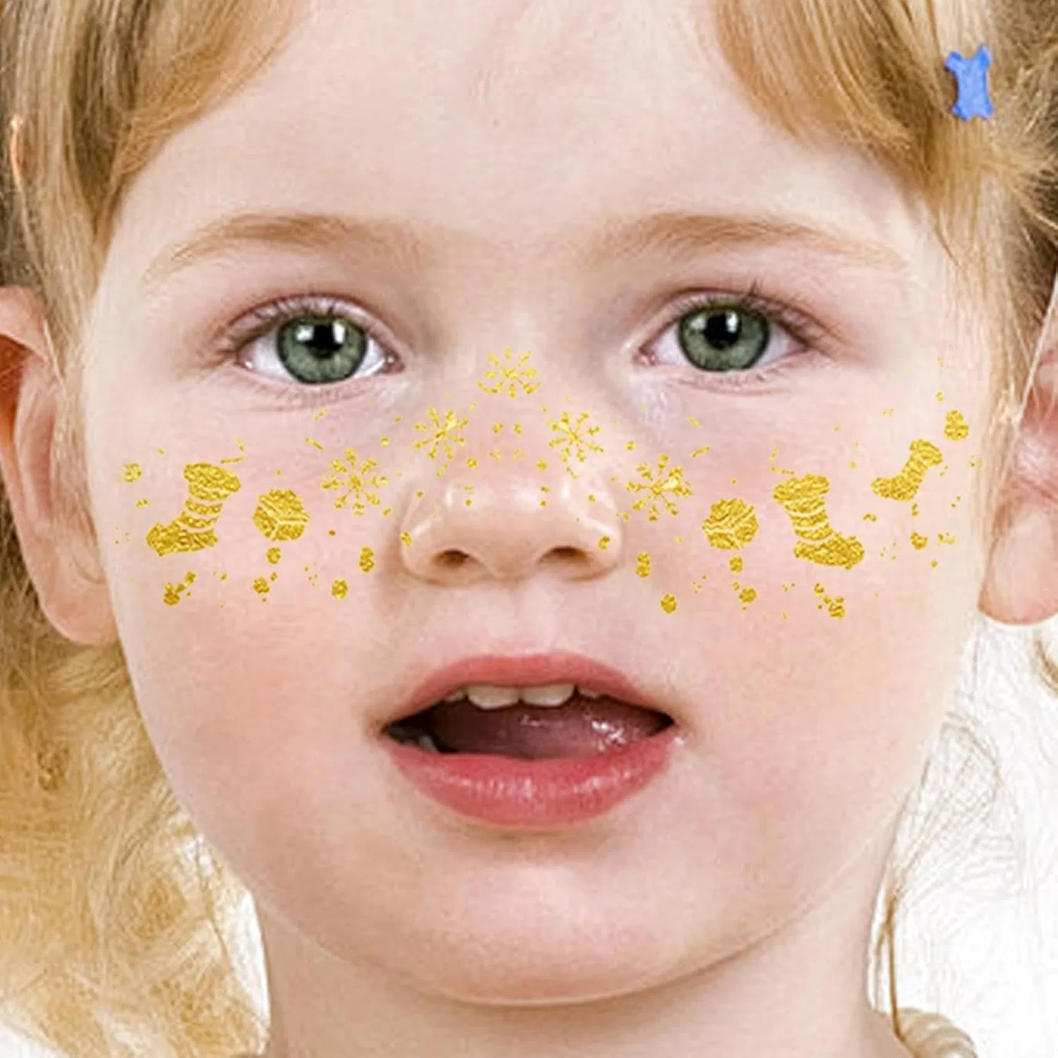 Набор временных татуировок для лица Christmas Face Stickers Gold Glitter, 1 шт. — фото 3