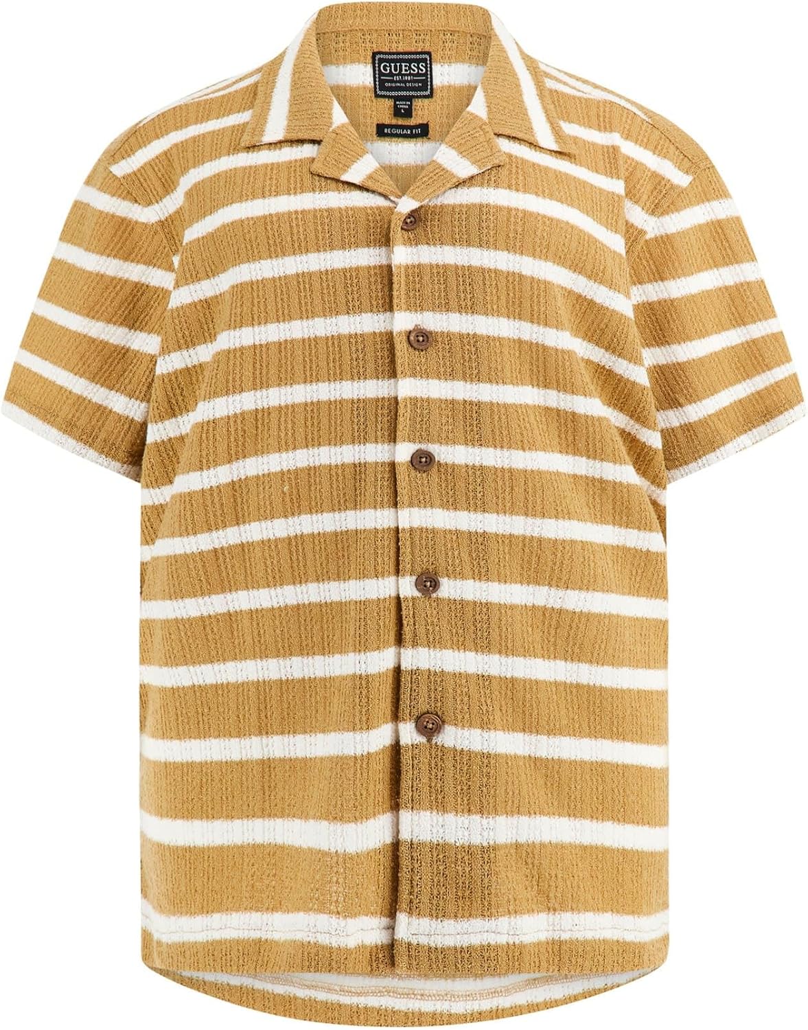 

Мужская рубашка Guess Elon с коротким рукавом и текстурированной полоской, Salt White Stripe Multi