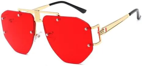 

Большие солнцезащитные очки без оправы для женщин, винтажные солнцезащитные очки для мужчин, очки неправильной формы, защита от ультрафиолета UV400 MTZJH, 6