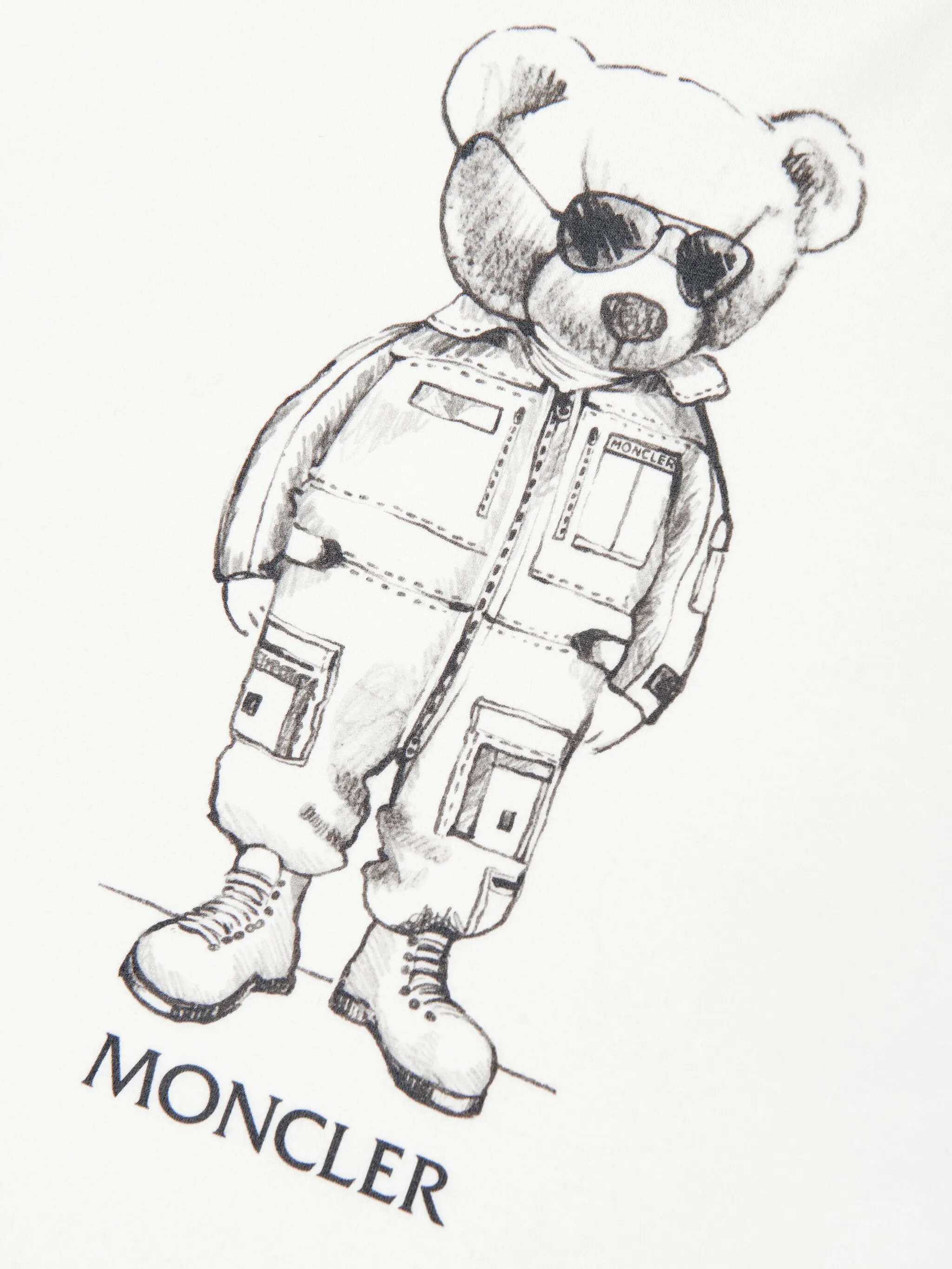 Футболка с нашивкой-логотипом и принтом Moncler Enfant, белый — фото 3