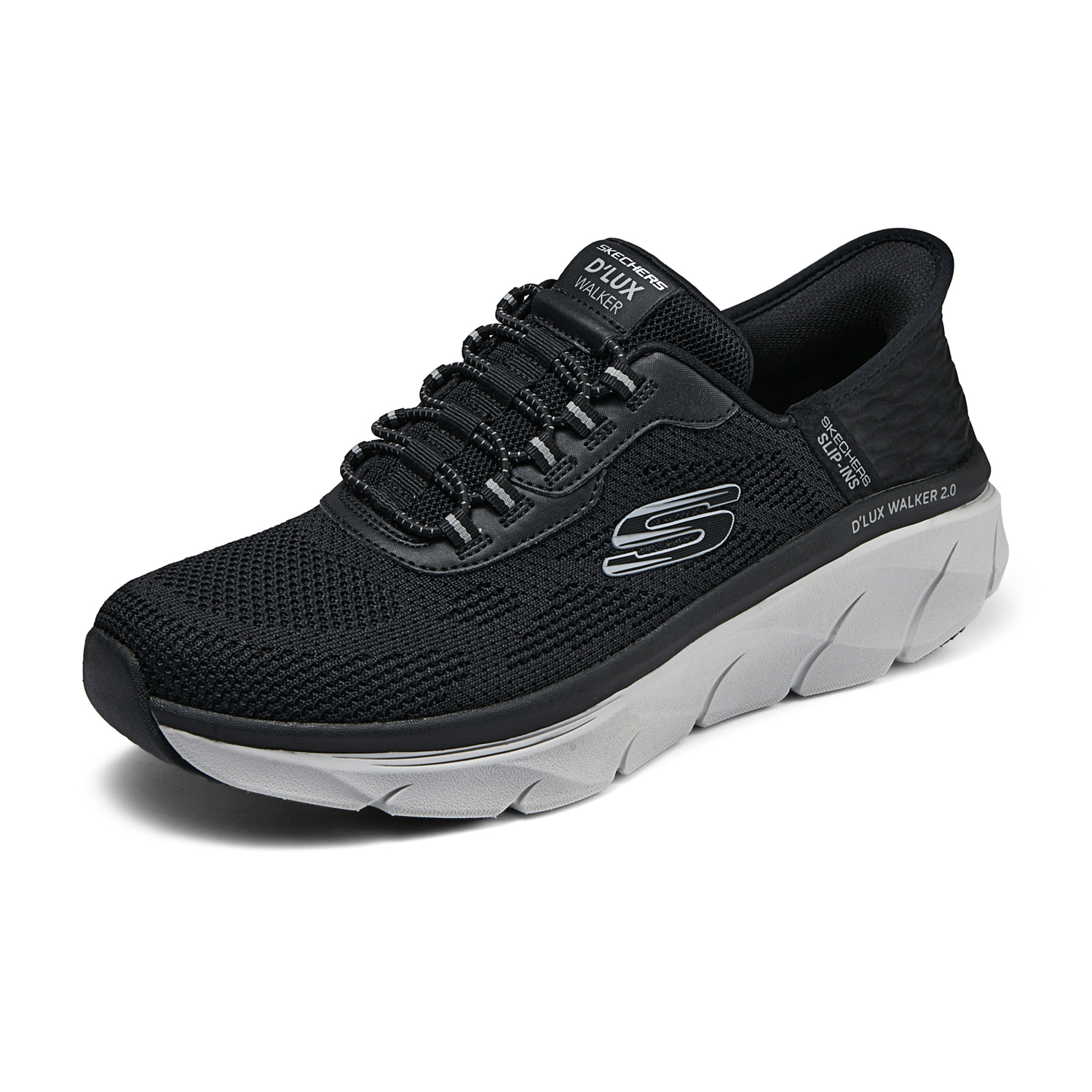 Skechers D'Lux Walker 2.0 амортизирующие низкие кроссовки для бега мужские черно-серые, цвет Black Gray — фото 3