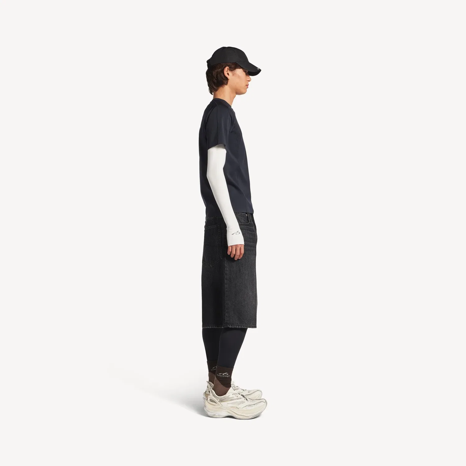 Мужская футболка с длинным рукавом в стиле теквир, синяя/белая Balenciaga, черный — фото 3
