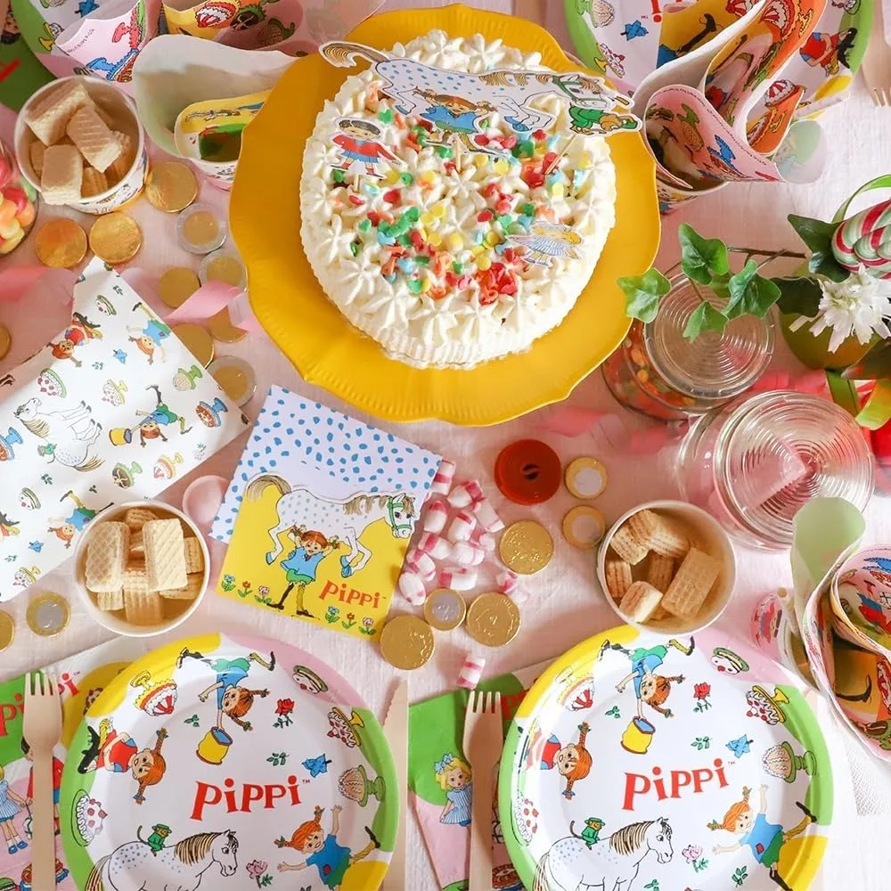 8 чашек Pippi для детских дней рождения | Размер: 250 мл, картонные | Бумажные стаканчики для детского праздника Hisab/Joker