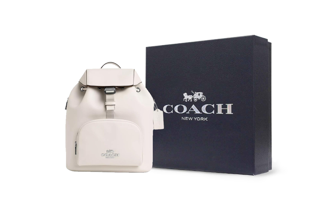 

Сумка-рюкзак PACE из телячьей кожи для женщин серебристо-белого цвета COACH