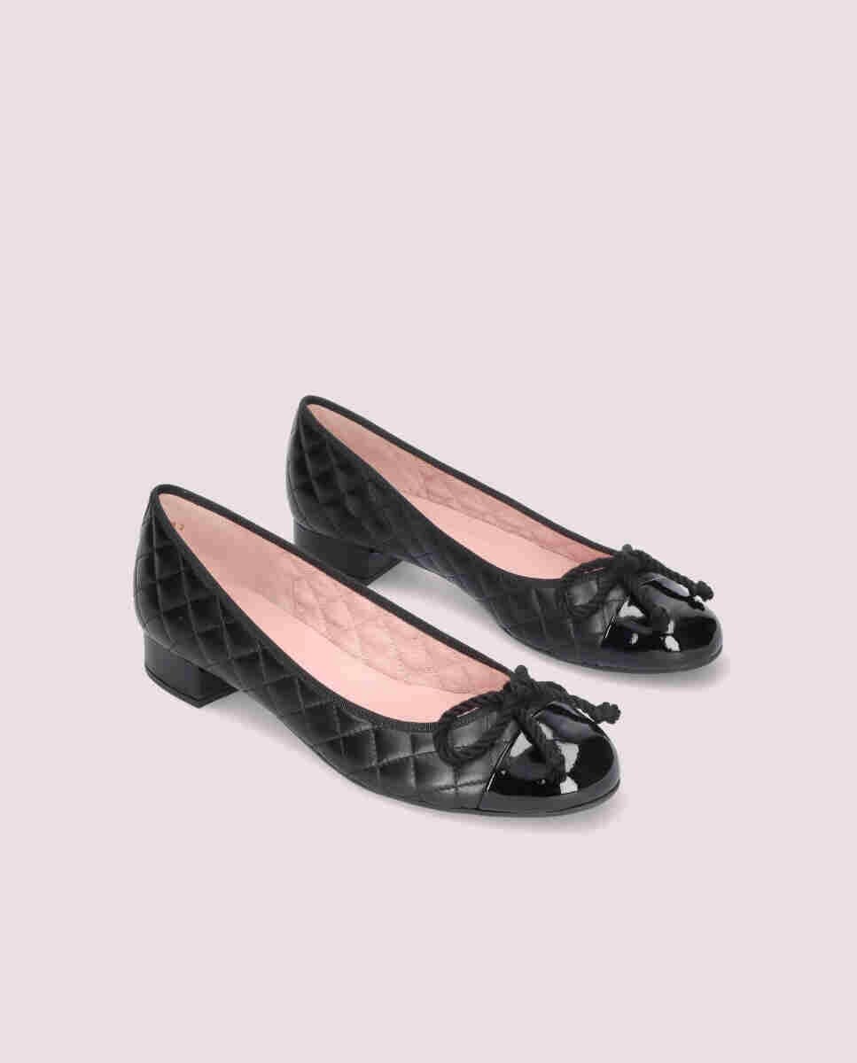 Женские балетки из черной стеганой наппы с лакированным мыском Pretty Ballerinas, черный — фото 2