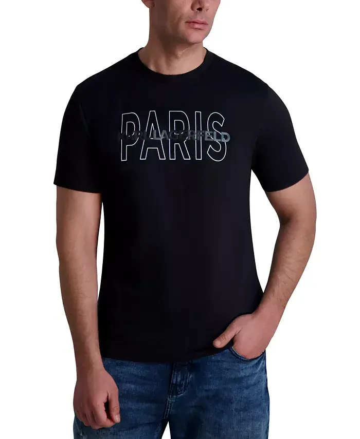 

Мужская футболка с коротким рукавом и логотипом Crewneck KARL LAGERFELD PARIS, черный
