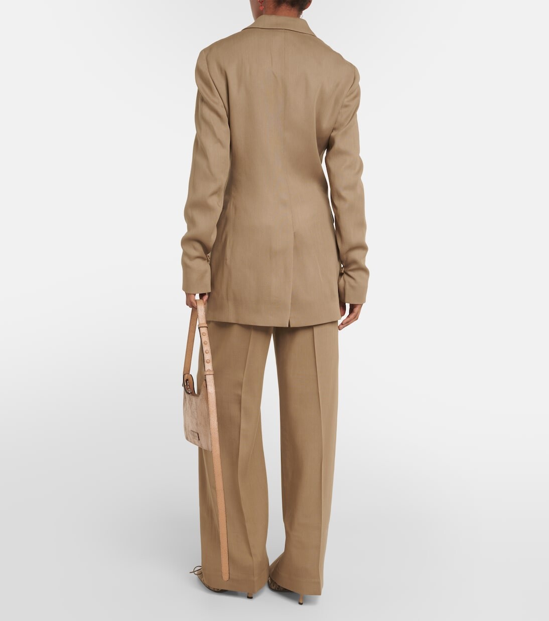 Однобортный пиджак jolcie из смесовой шерсти Acne Studios, коричневый — фото 3