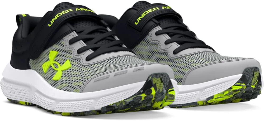 Детские кроссовки Under Armour Assert 10 с альтернативной застежкой, серый/черный/желтый — фото 3