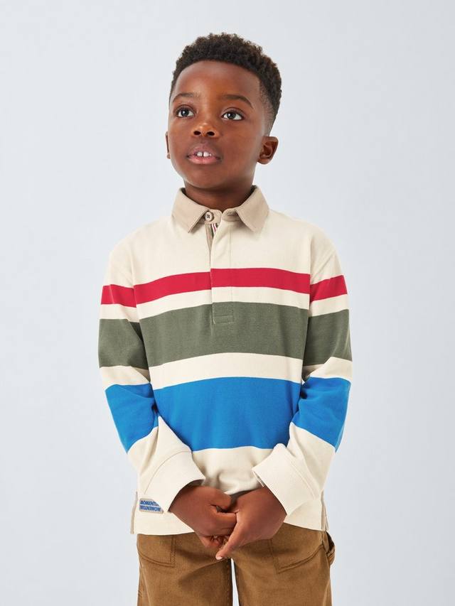 

Детская полосатая регбийка John Lewis, Cream Multi