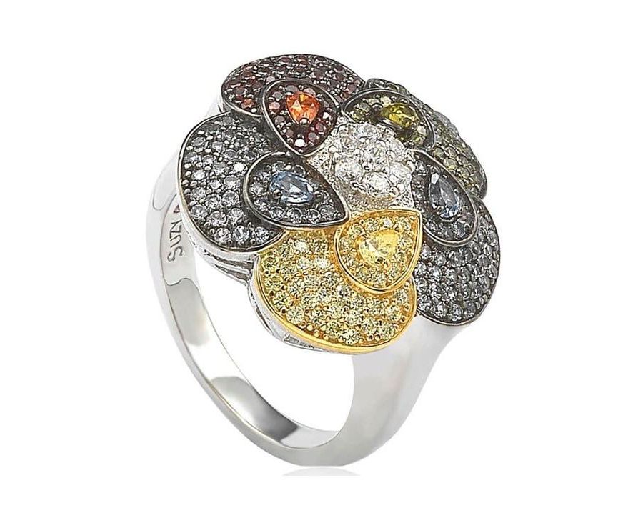 

Кольцо Suzy Levian из стерлингового серебра с кубическим цирконием, инкрустированное разноцветным цветком (20 мм) Suzy Levian New York, Multi Color