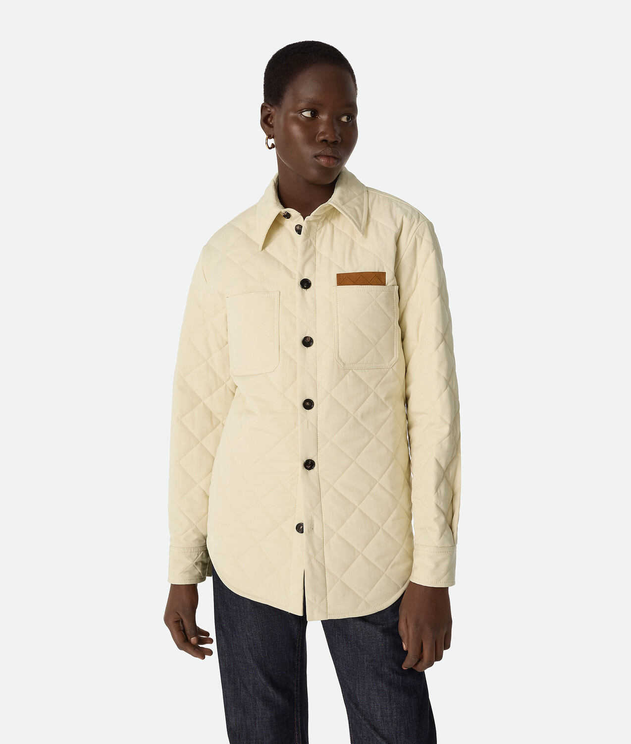 

Quilted cotton overshirt BOTTEGA VENETA, морская соль
