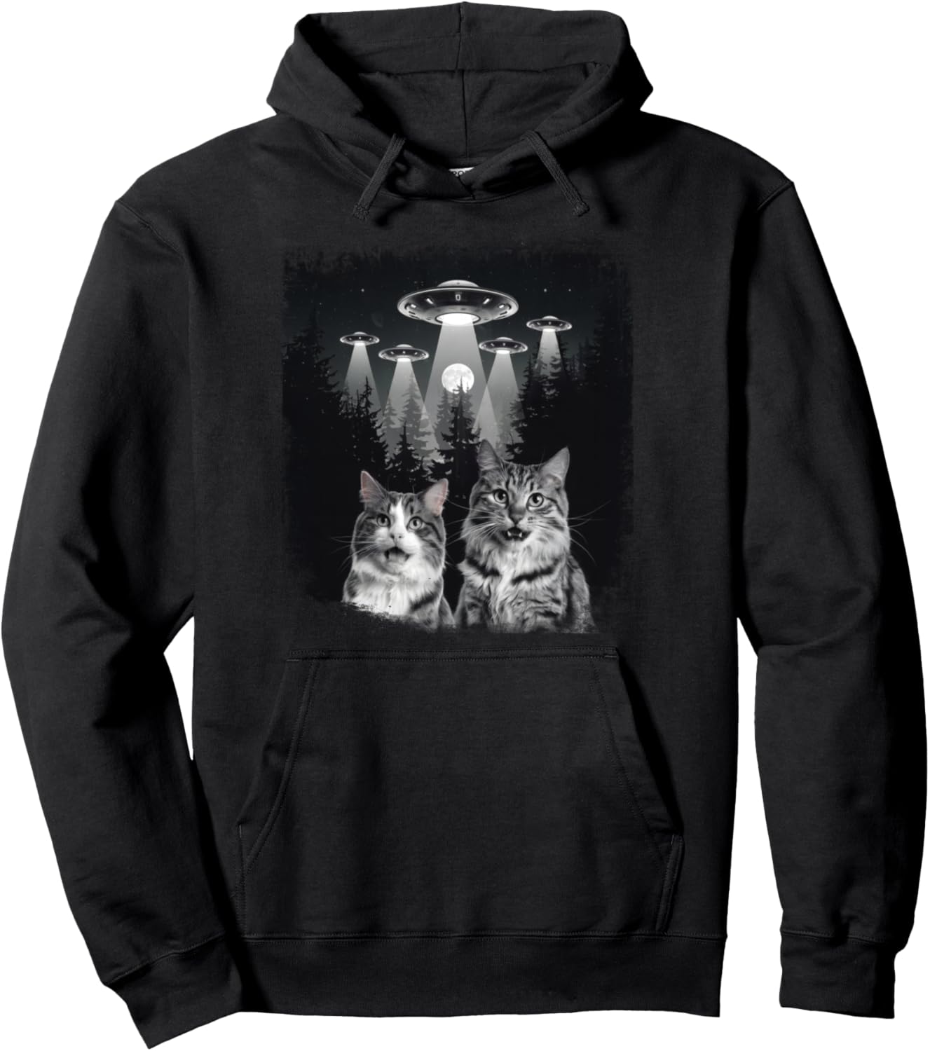 

Селфи с кошкой на фоне НЛО и космического корабля. Забавная толстовка для любителей кошек, инопланетян и научной фантастики Alien & Cat Lovers Apparel, черный