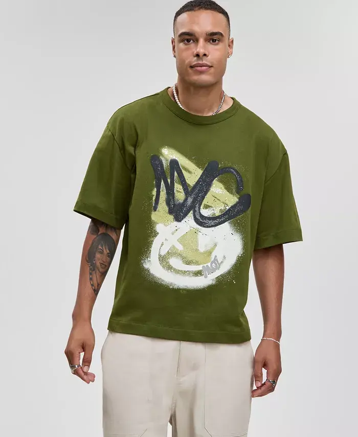 

Мужская футболка Relaxed-Fit с граффити принтом Mode Of One, зеленый