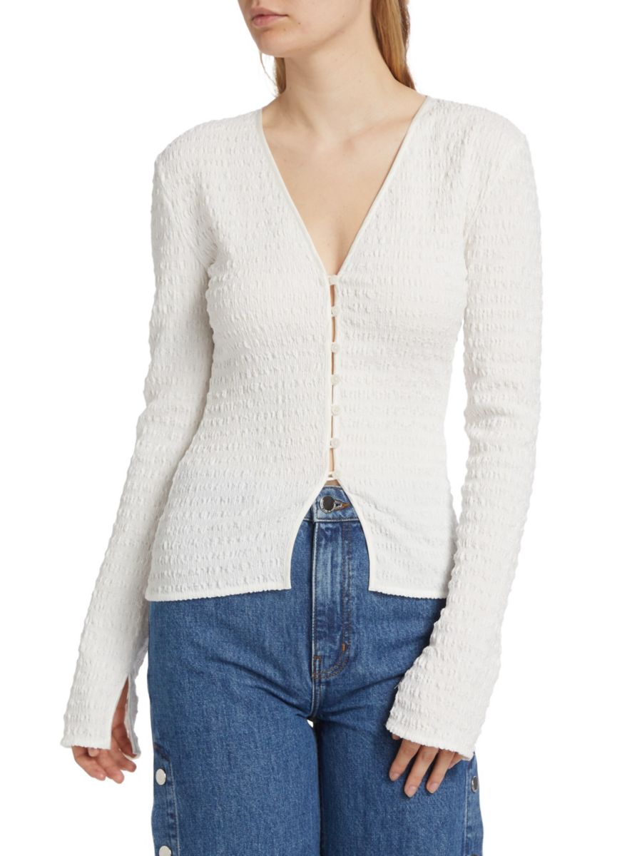 

Топ Esmee с длинными рукавами и сборками Derek Lam 10 Crosby, цвет Blanc De Blanc