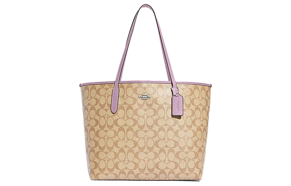 

COACH Городская ПВХ сумка шоппер Плечевая сумка Женская большая сумка Светлый хаки