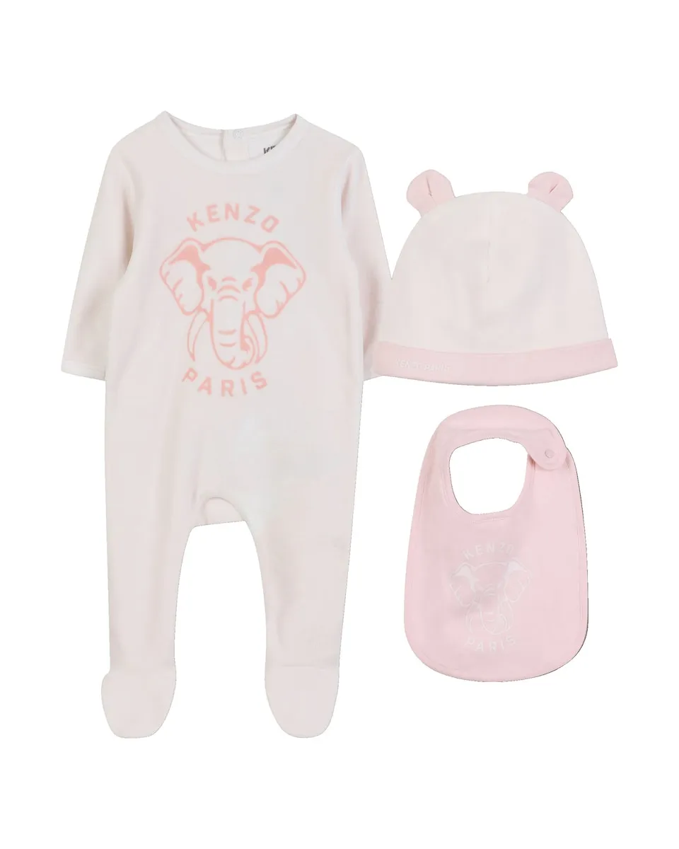 

Набор для малыша из 3 предметов из бархата Kenzo Kids, розовый