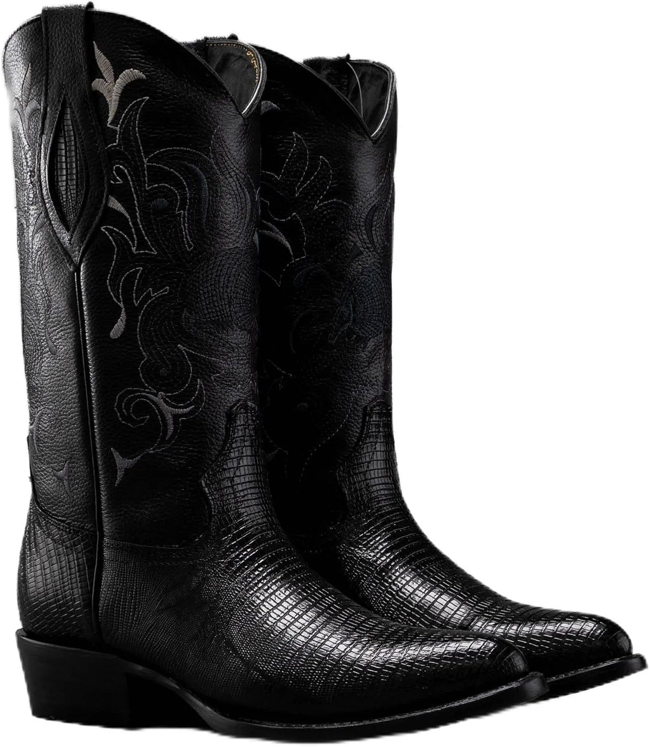 Ботинки Joe Boots 913 из экзотической кожи ящерицы с классическим носком J, вышитым голенищем, кожаной подошвой, каблук 1,5 дюйма с резиновой накладкой Joe Exclusive, черный