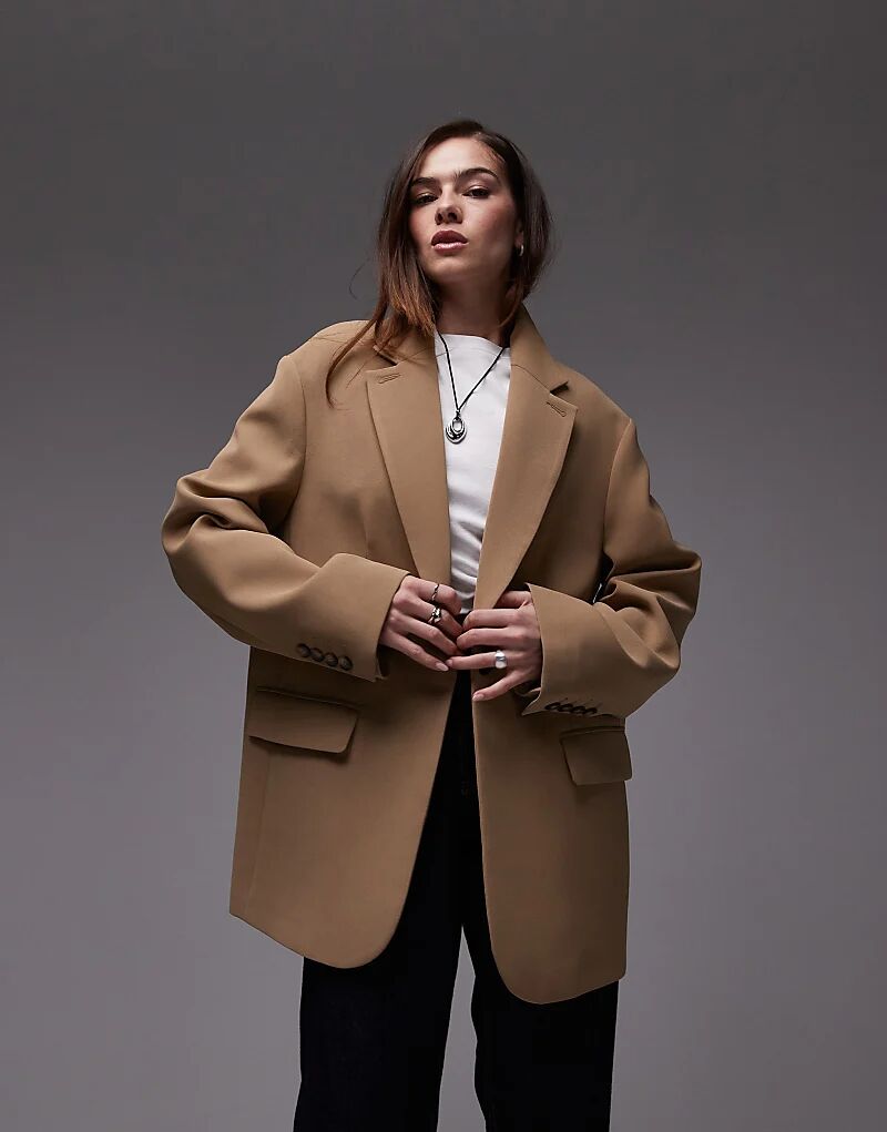

Свободный блейзер Topshop coord в серо-коричневом цвете