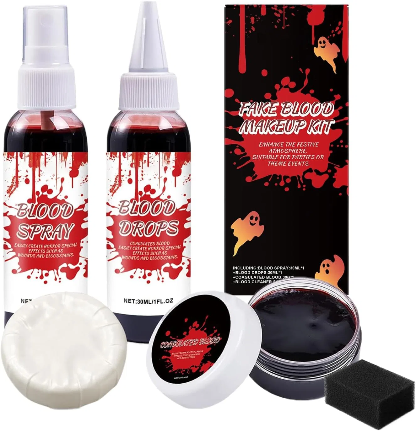 Набор для грима Halloween Fake Blood Kit с искусственной кровью, 30 мл