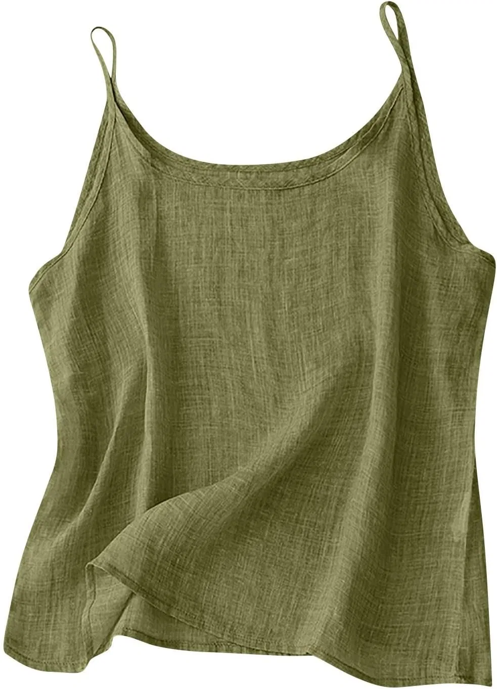 Женский топ-танк из льна, легкий дышащий, Army Green