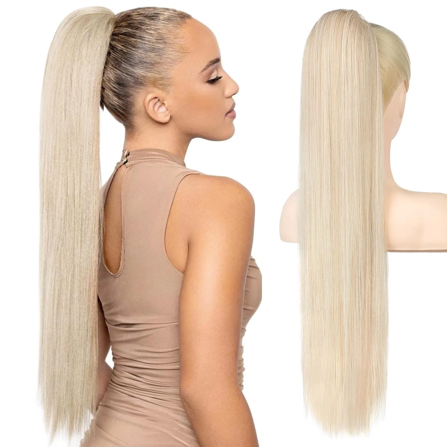 Длинный прямой хвост-шиньон «Ponytail Hair Extension» от REECHO Reecho, Light Blonde