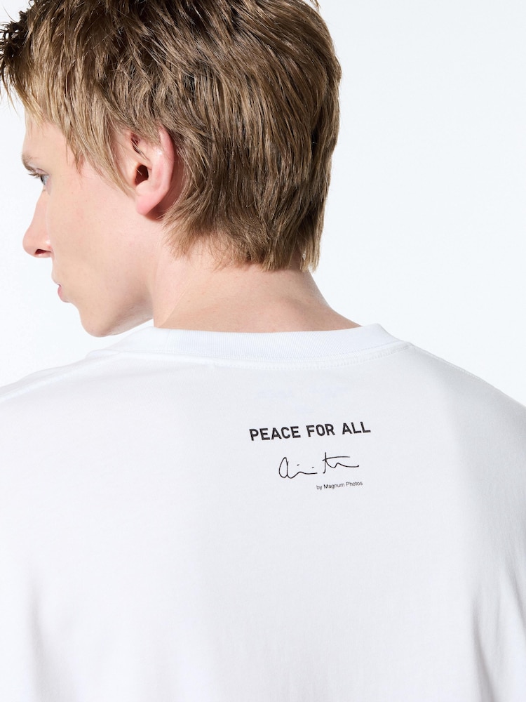 Футболка с графическим рисунком peace for all  magnum Uniqlo, цвет 00 белый — фото 4