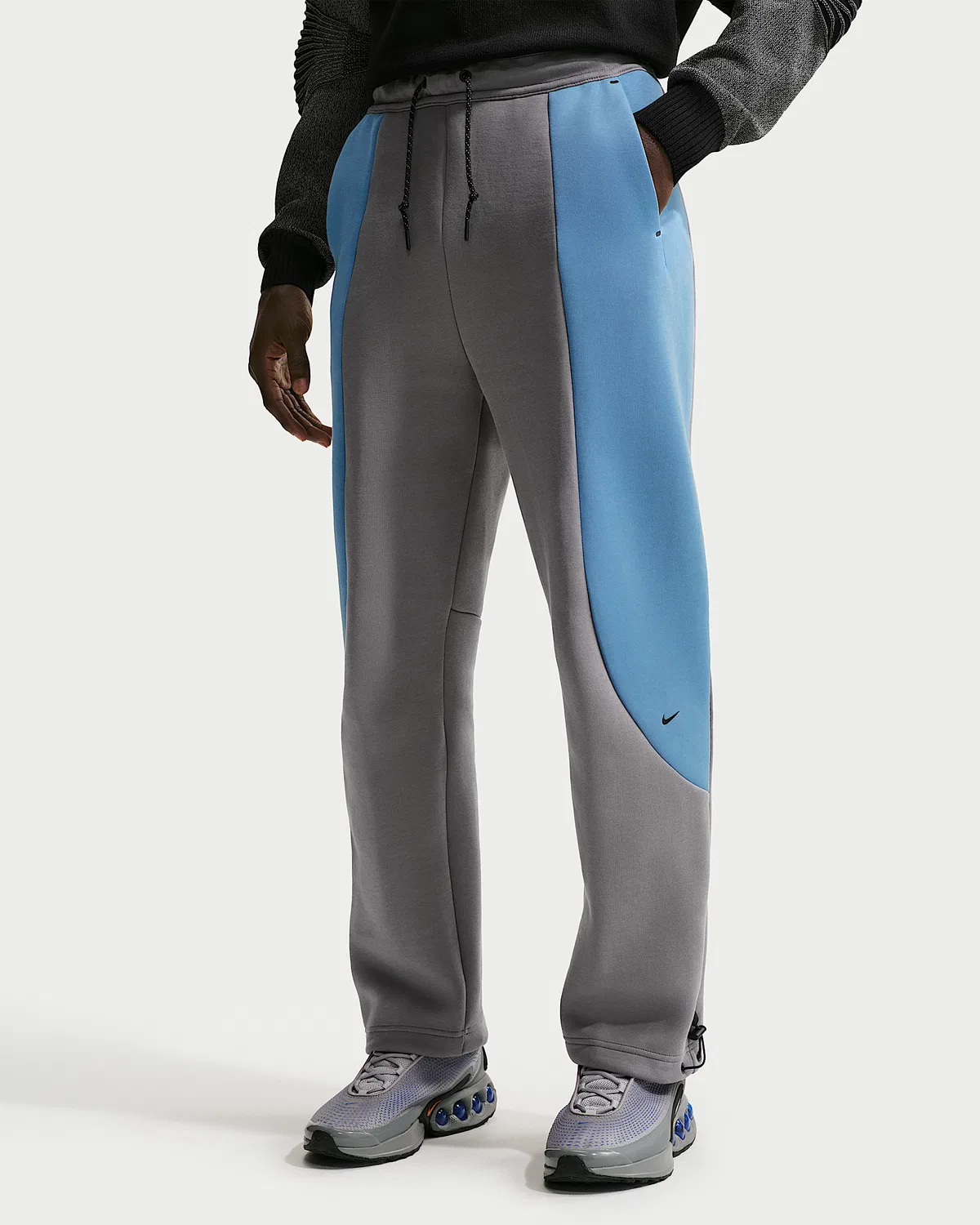 Мужские флисовые штаны Nike Tech с цветовой блокировкой и открытым низом, Pencil Point/Work Blue/Black/Black — фото 2