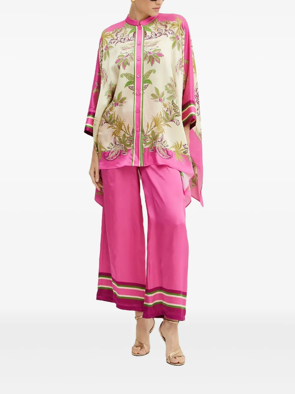 

Туника с принтом пейсли и пуговицами спереди LUISA SPAGNOLI, розовый