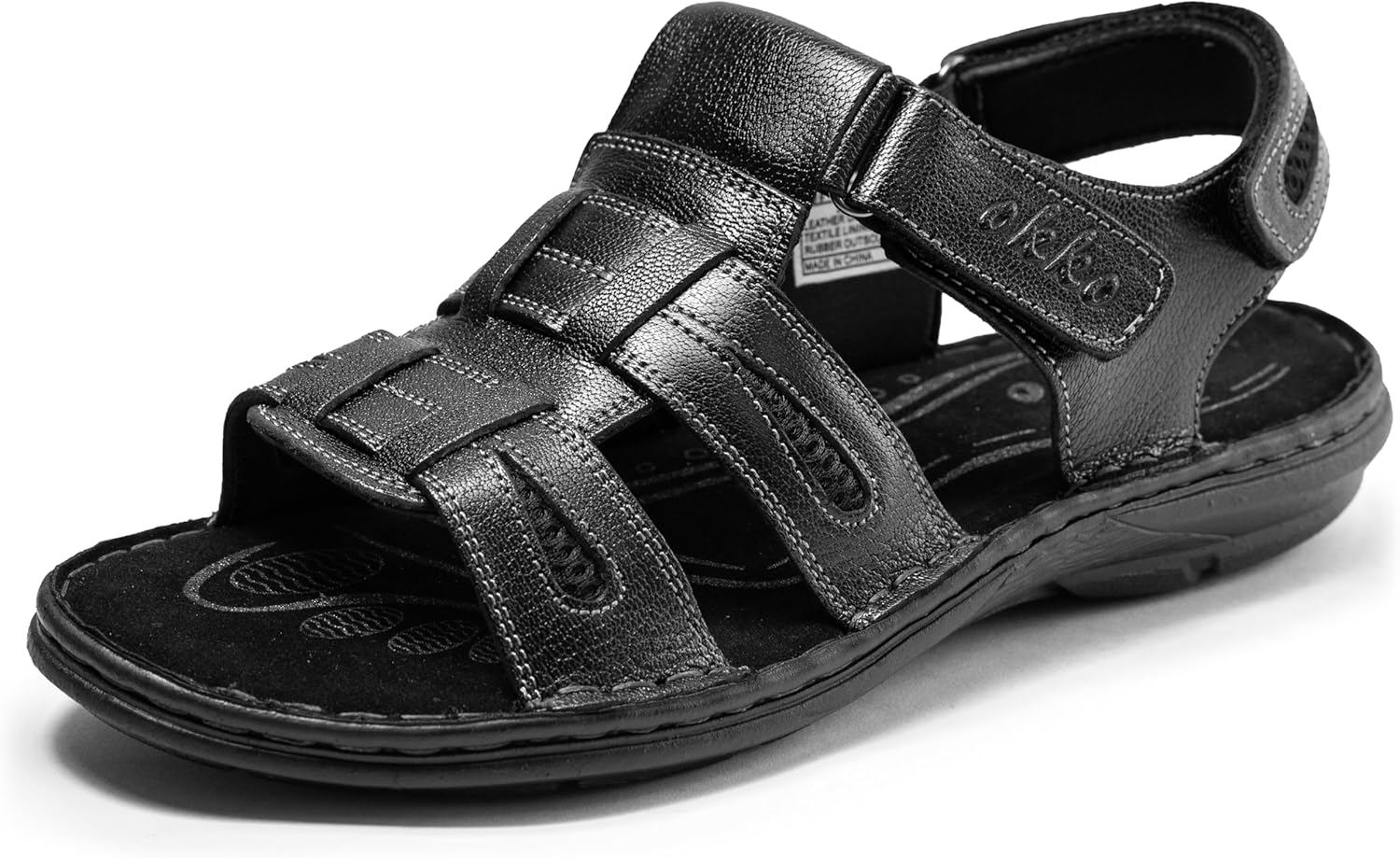 

Мужские кожаные сандалии OKKO с открытым носком, спортивные сандалии-фишеры, повседневная летняя обувь для мужчин, черный