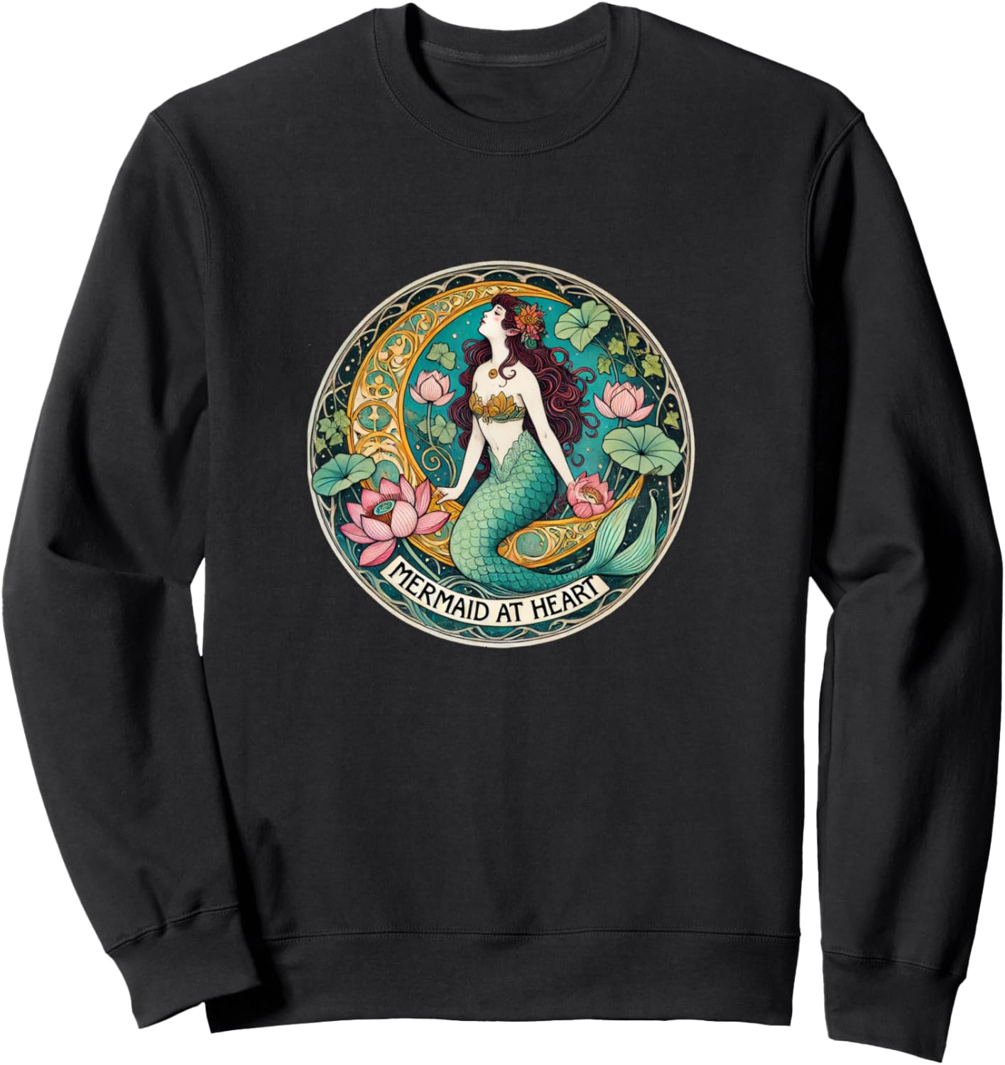 

Толстовка с иллюстрацией Русалка в сердце Vintage Mermaid Lover Snugg, черный