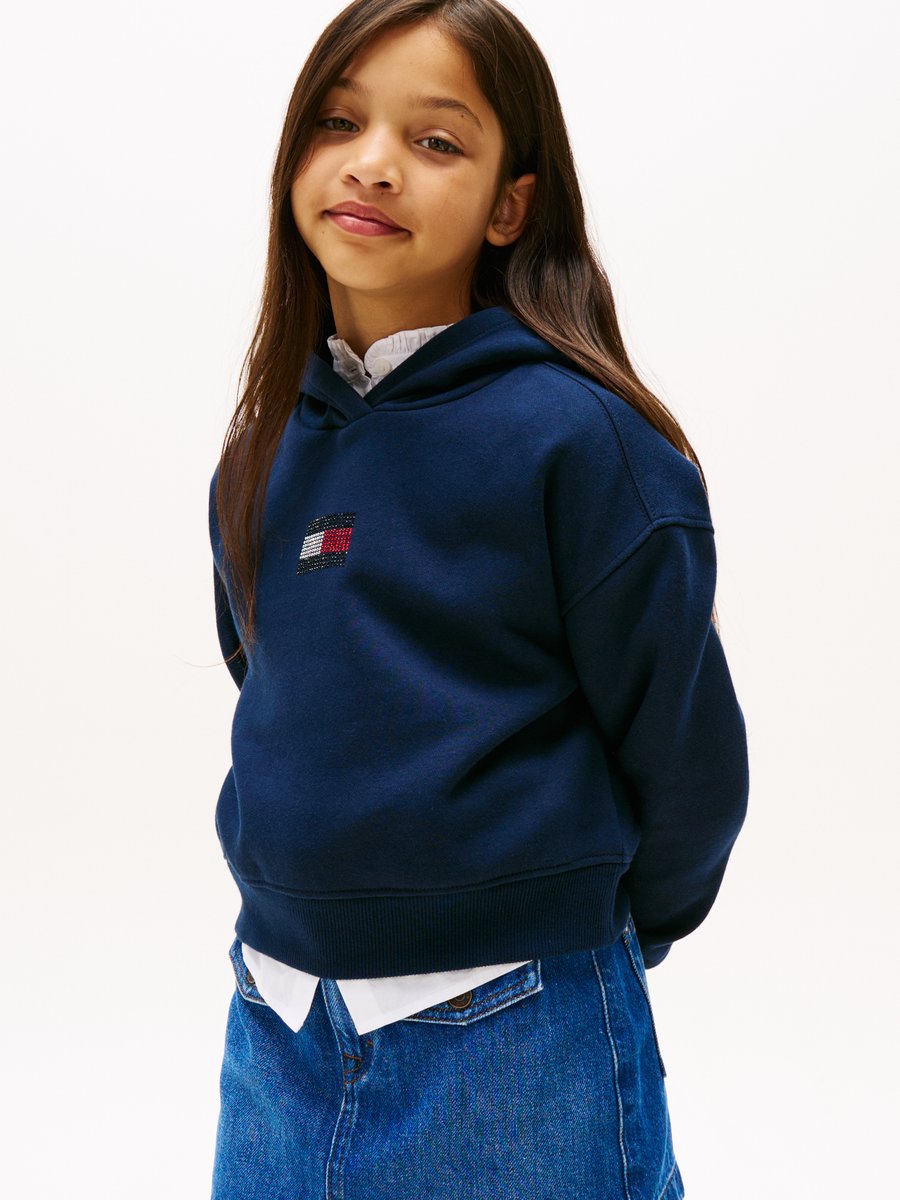 

Худи Tommy Hilfiger RHINESTONE FLAG HOODIE, Dark Night Navy/Dark Blue