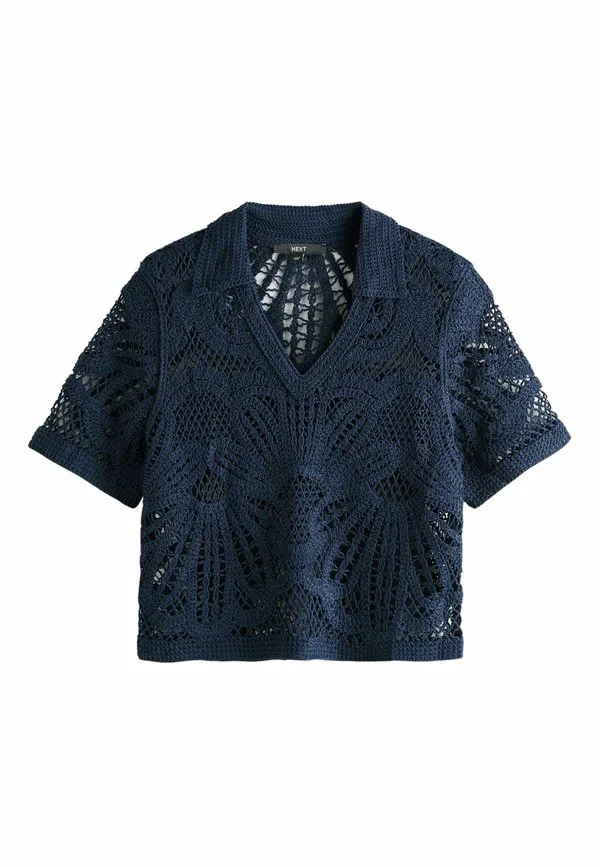 Рубашка-Поло стандартного кроя с открытым воротником Next, Navy Blue