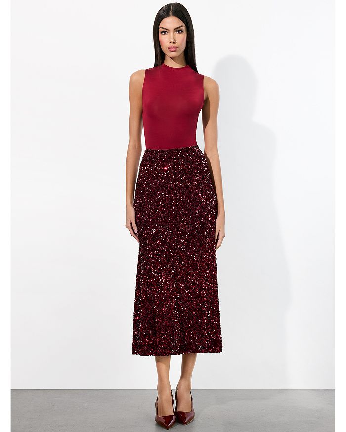 

Юбка миди Maeve с пайетками Alice and Olivia, красный