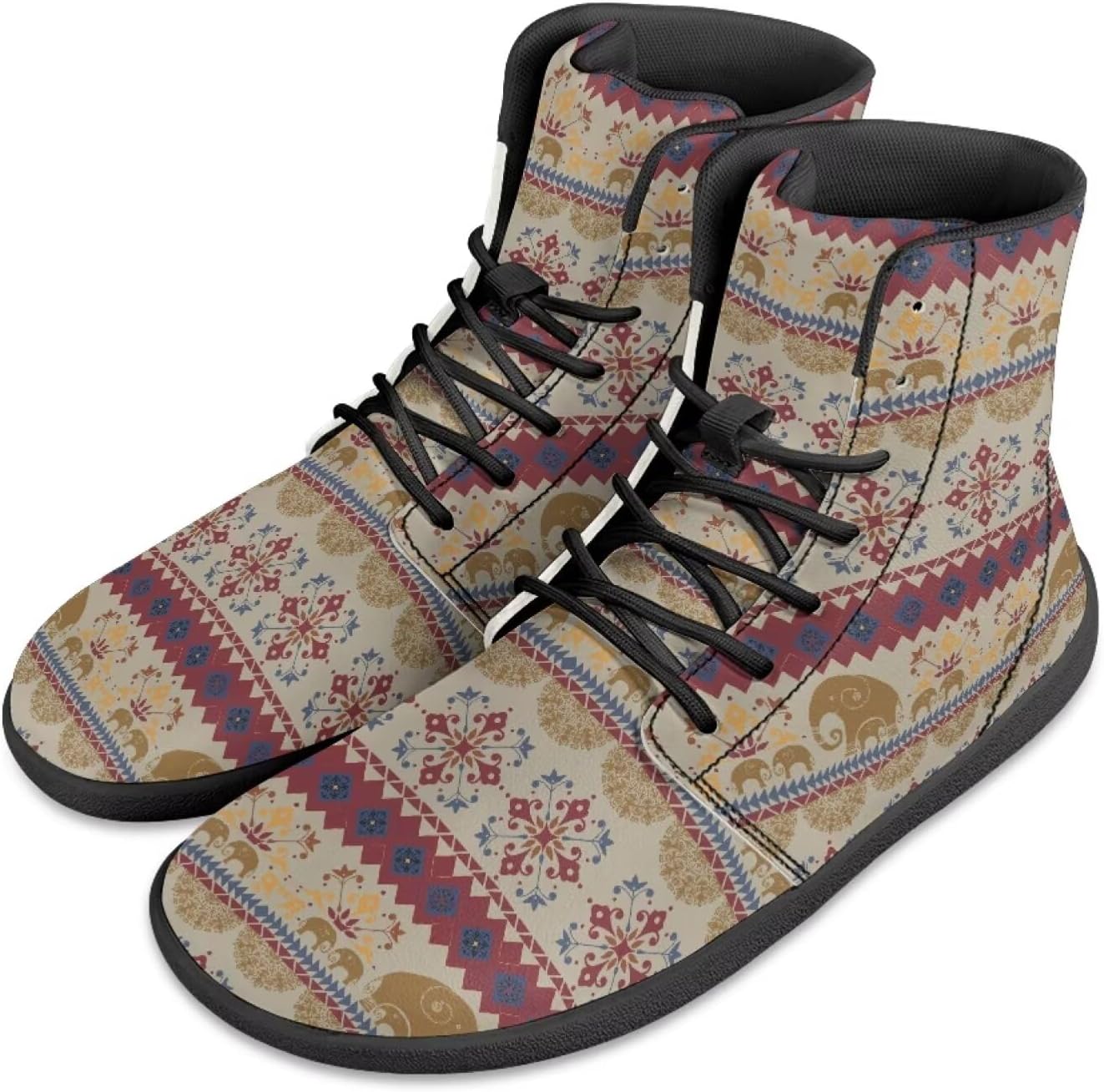 

Мужские минималистичные босоножки Jeiento Mandala, обувь для бега с широкой носочной частью, ботинки из искусственной кожи, нескользящие кроссовки на шнуровке, Aztec Elephant