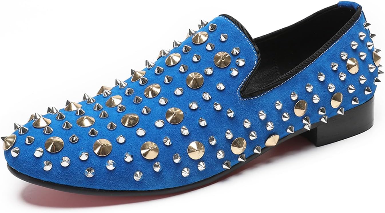 

Мужские замшевые лоферы Santiomo Rocker без застежки - повседневные мокасины, западные туфли для курящих, вечеринки, диско, бальный зал, бар Santimon, синий