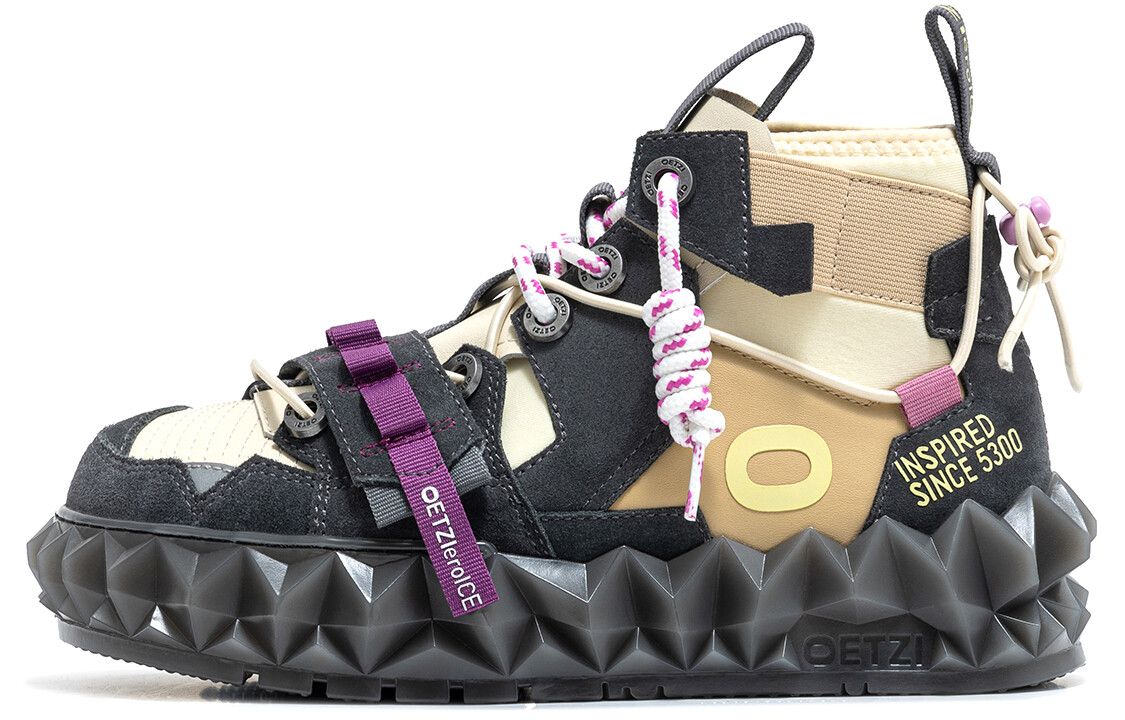 Кроссовки OETZI Skateboarding Shoes Women's Mid-top Dark Coffee Color Spelling Beige, бежевый