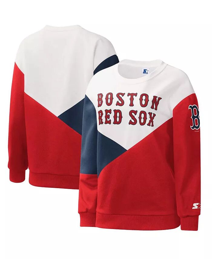 

Женская белая/красная футболка-свитшот Boston Red Sox Shutout Starter