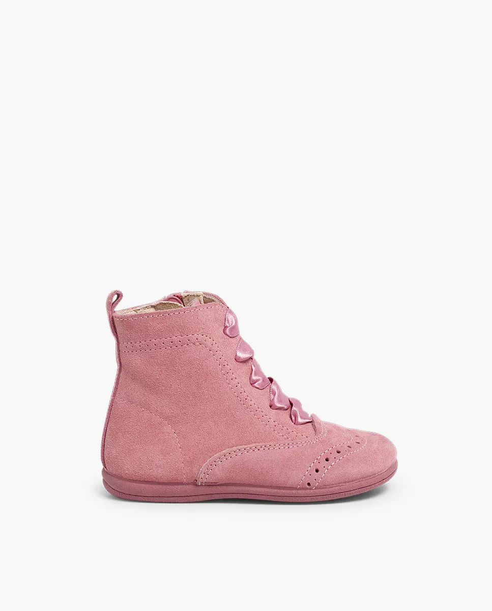 

Pascuala атласный бант замшевые детские ботинки Pisamonas, цвет Rosa