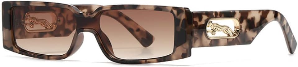 

Роскошные квадратные солнцезащитные очки в маленькой оправе для женщин и мужчин, модные винтажные очки для путешествий с изображением головы леопарда, солнцезащитные очки UV400 для мужчин generic, Leopard Tea